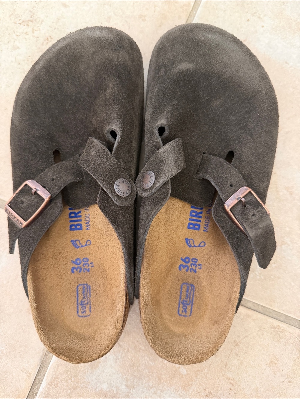 Birkenstock Mocha Suede Clogs with Adjustable Buckles